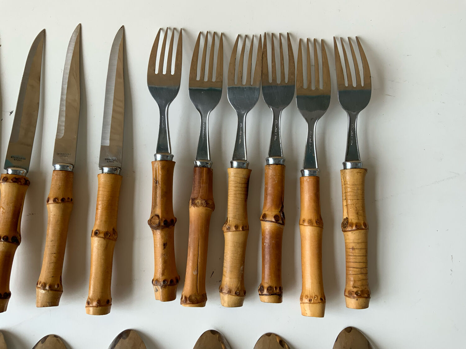 Vintage bamboo cutlery set