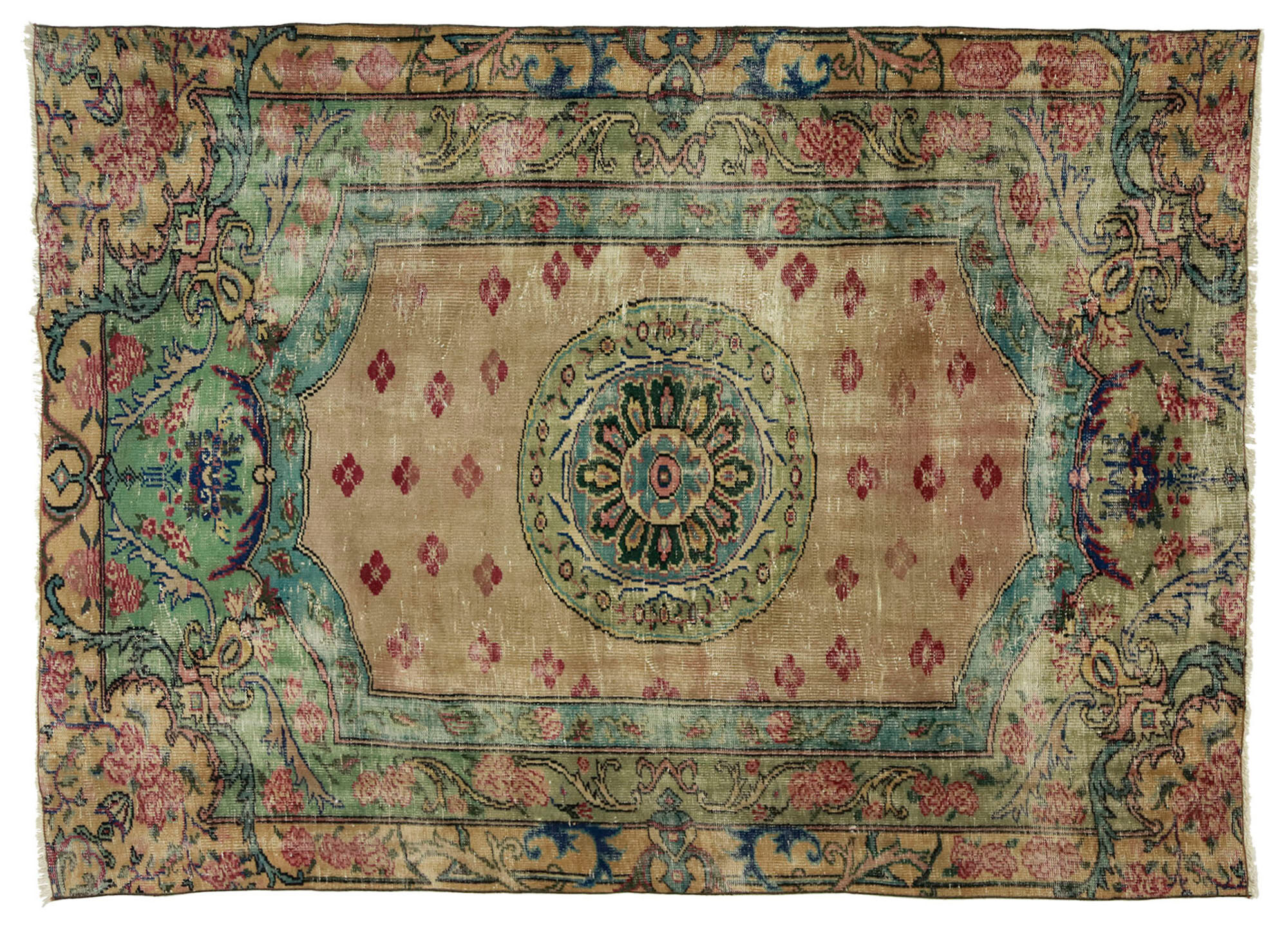 Anatolian handmade vintage rug 254 cm x 182 cm