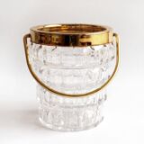 Crystal ice bucket and golden ladle