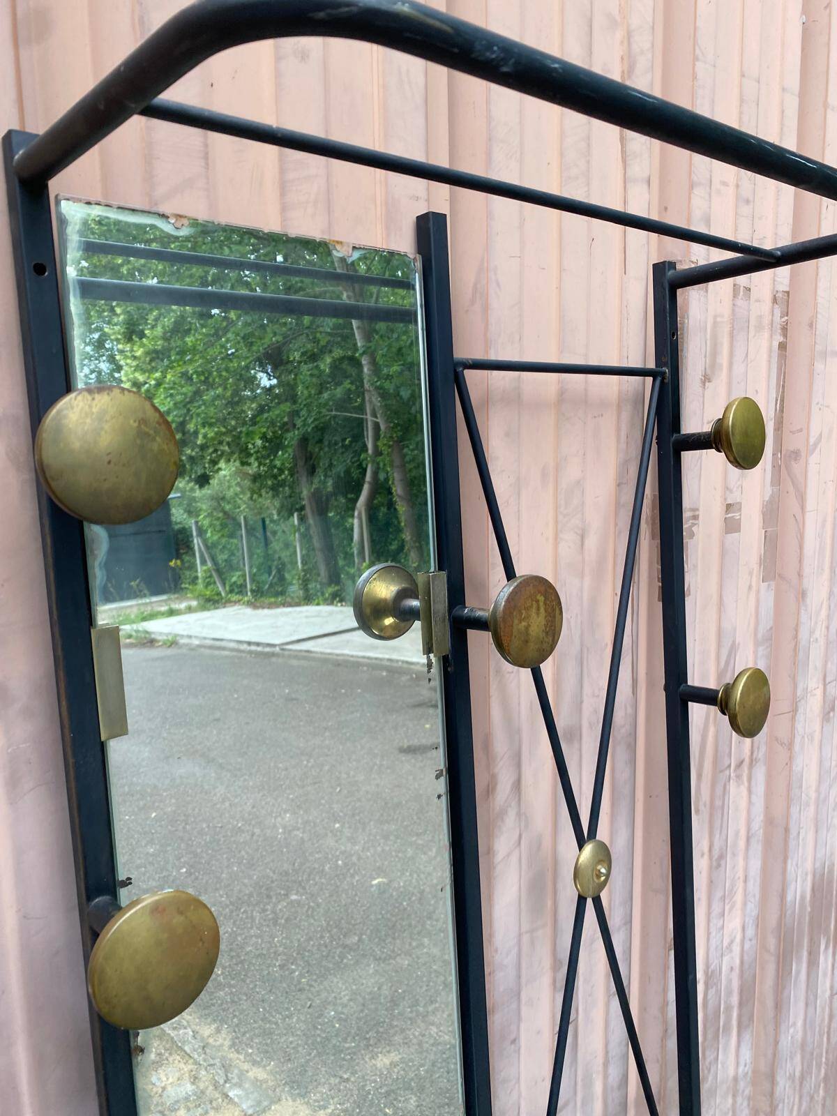 Mid-Century Modern wall coat rack from the 1950s.