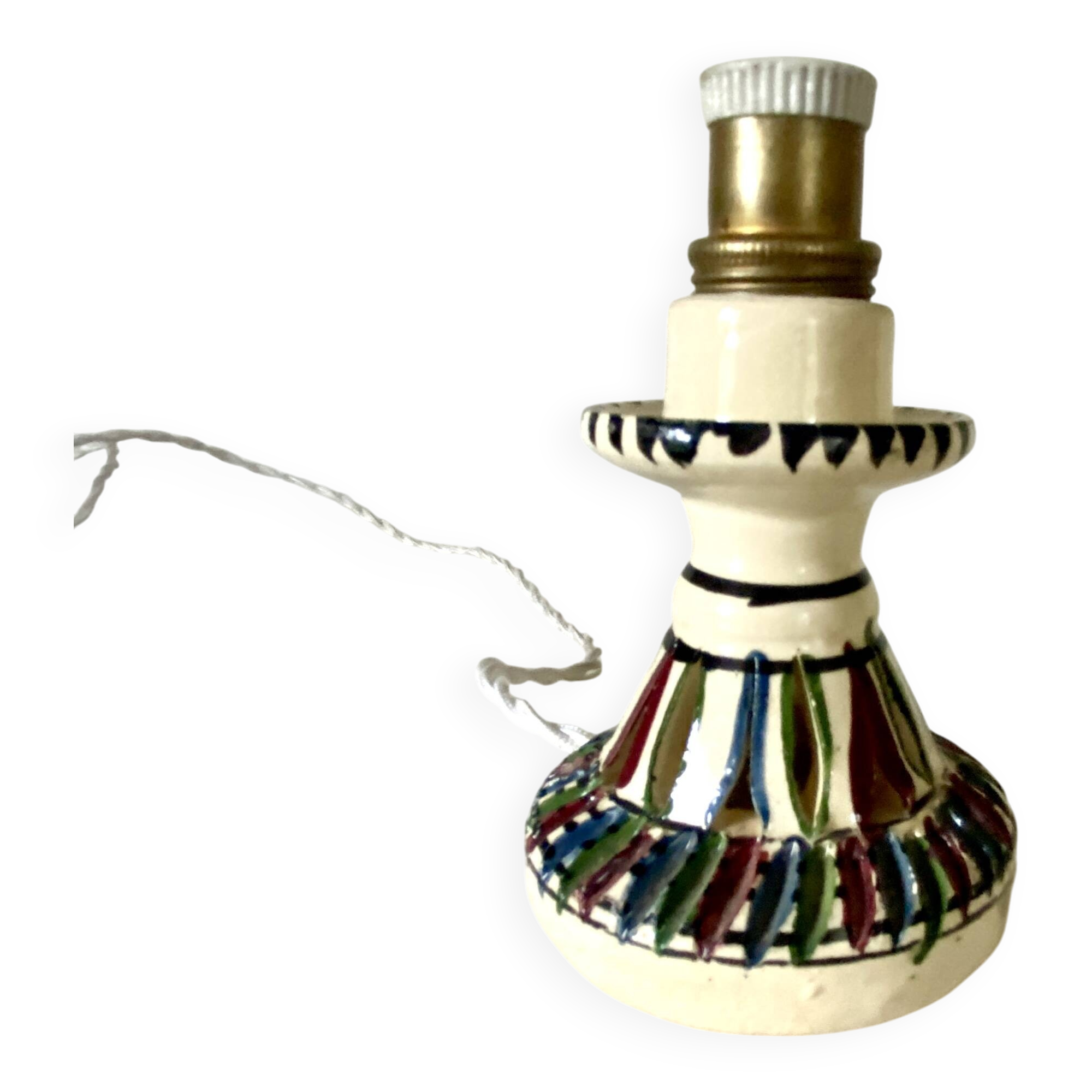 Mini ceramic lamp, braided fabric cable