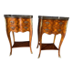 Pair of bedside tables Louis XV style marquetry with shamrocks and XXth bronze