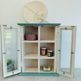 Green and beige 2-door wall display case