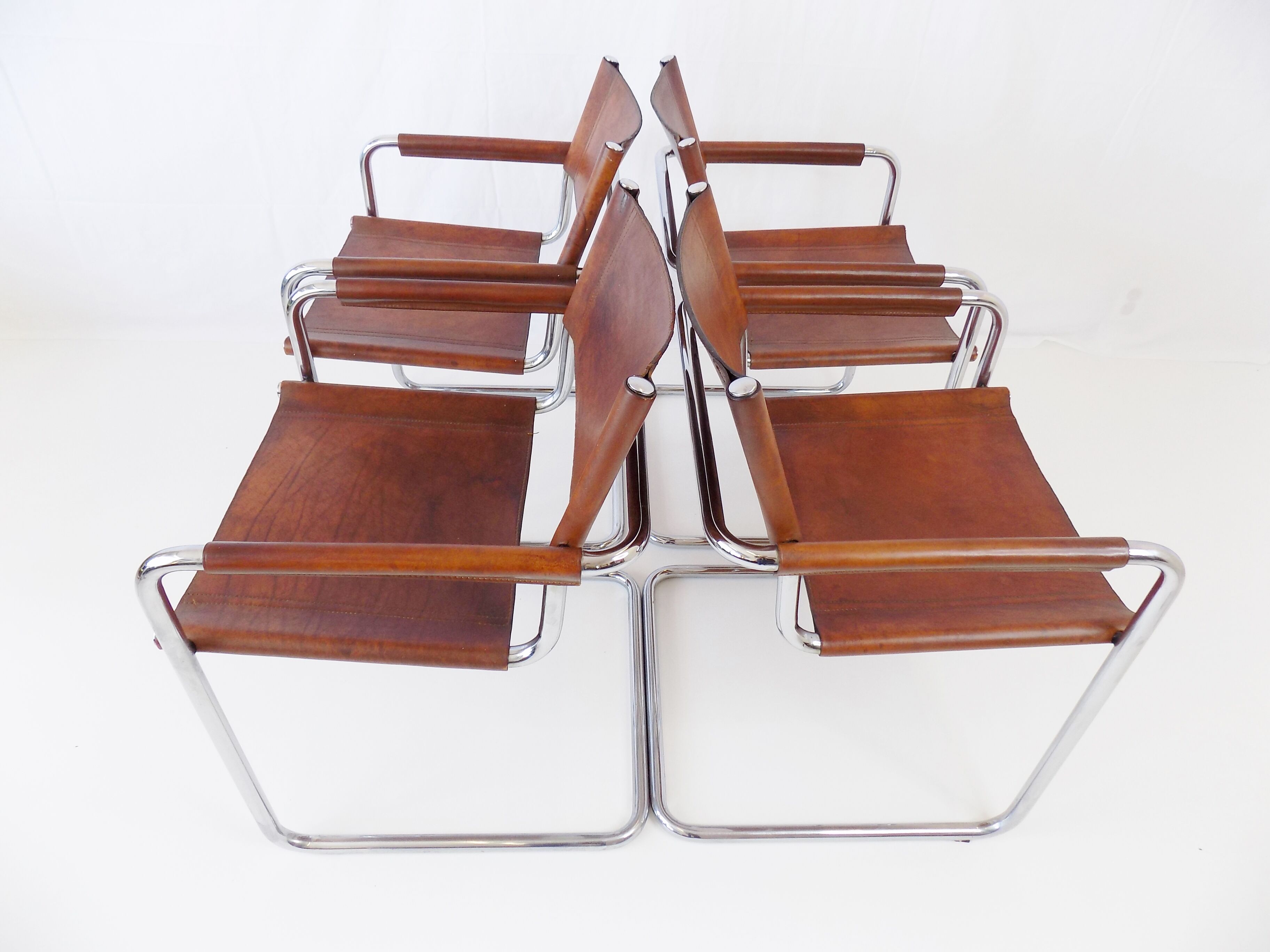 Matteo Grassi MG5 set of 4 leather cantilever chairs