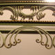 Miroir en plomb avec console en fer forgé laqué en vert pistache et or, Art Déco,