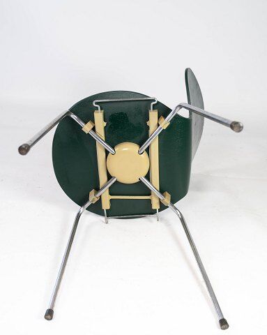 Set of five dark green Ant chairs, model 3101, designed by Arne Jacobsen, 1960s
