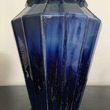 Vase ancien bleu en céramique émaillée