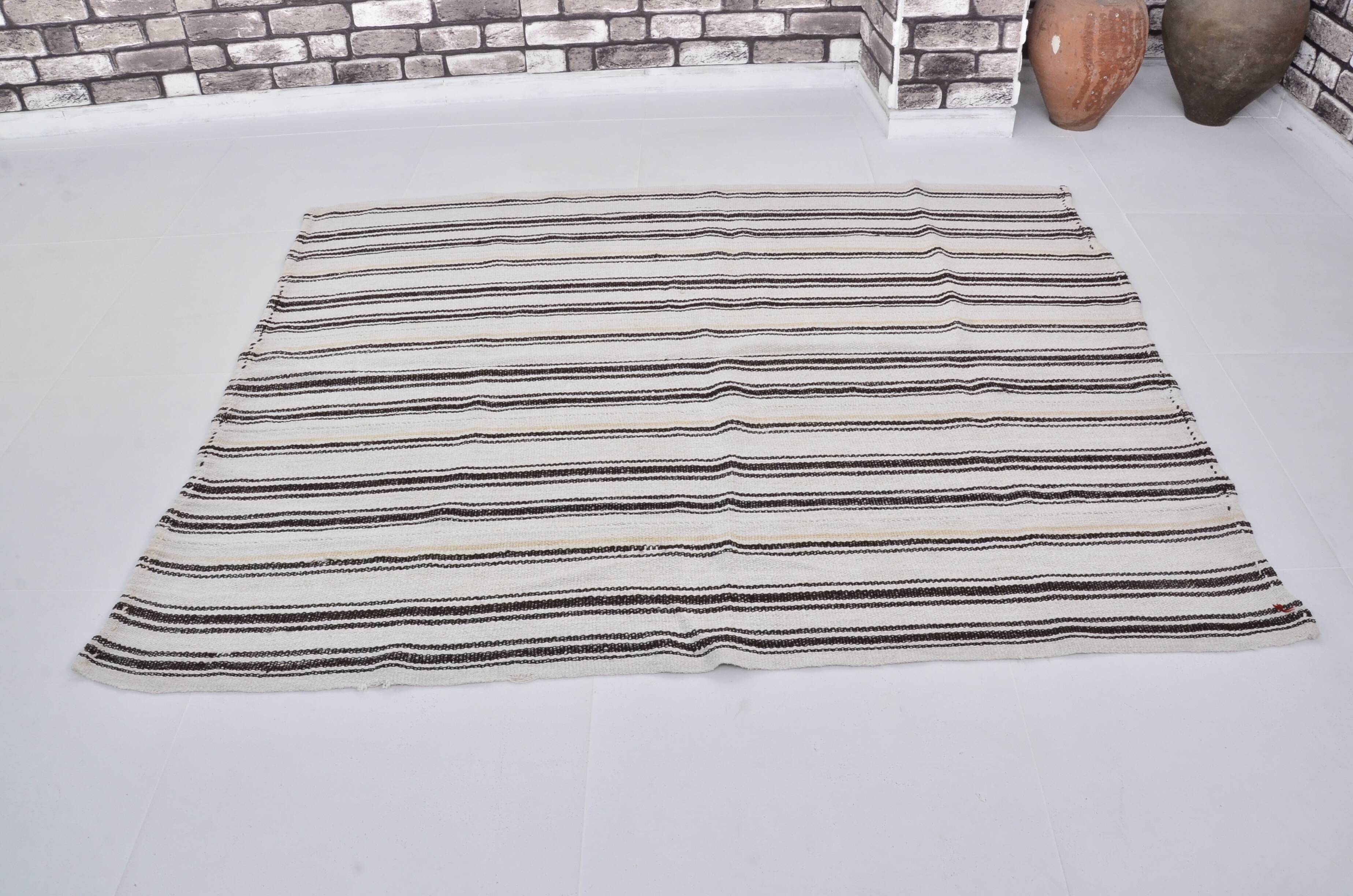 Turkish Handwoven Stripe Hemp Kilim sku 3654