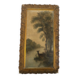 Old oil on canvas “forest scene” signed