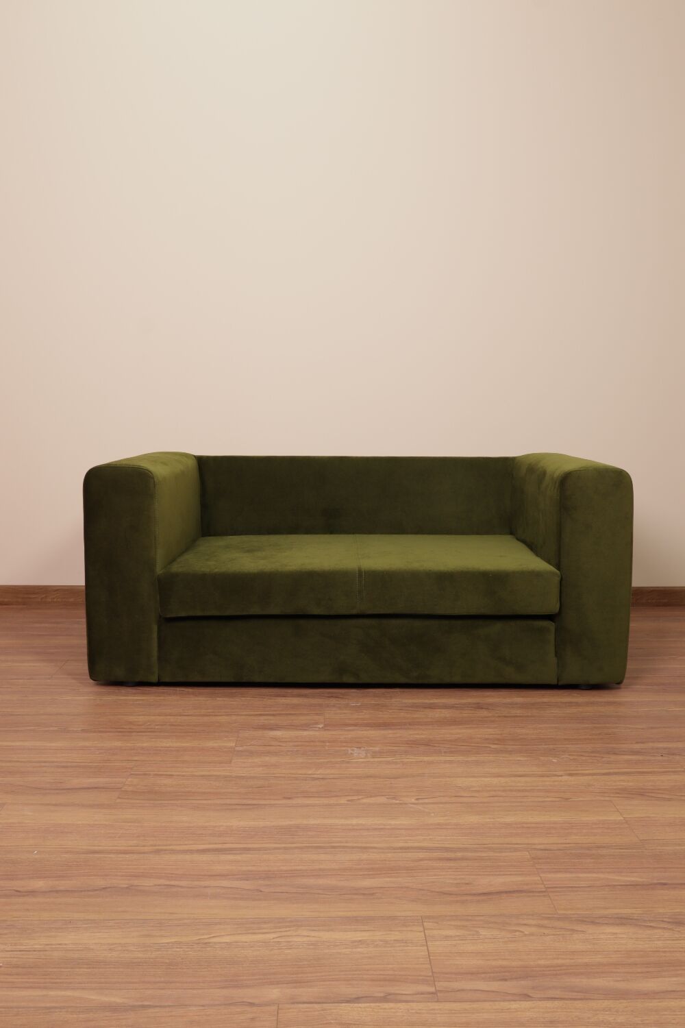 Vintage Two-seater Sofa, Deep Green Velvet, Cuschion patterns