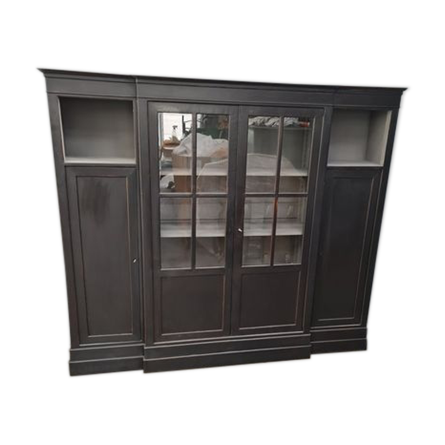 Furniture library industrial office four doors oak black patina