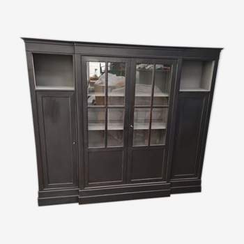 Furniture library industrial office four doors oak black patina