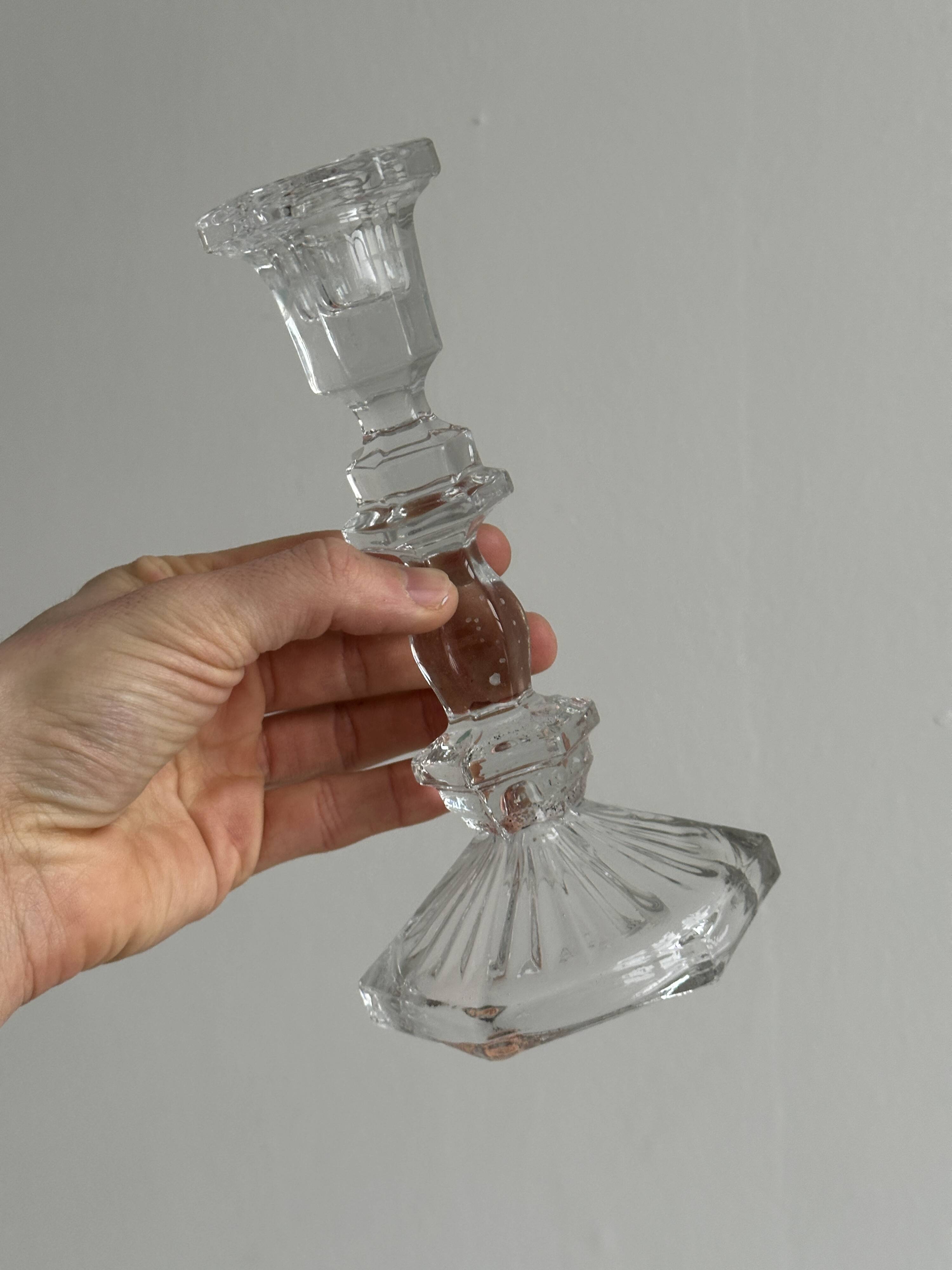 cut glass transparent candlestick