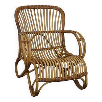 Fauteuil Rotan Dutch Design Belse 8 en très bon état, 1950