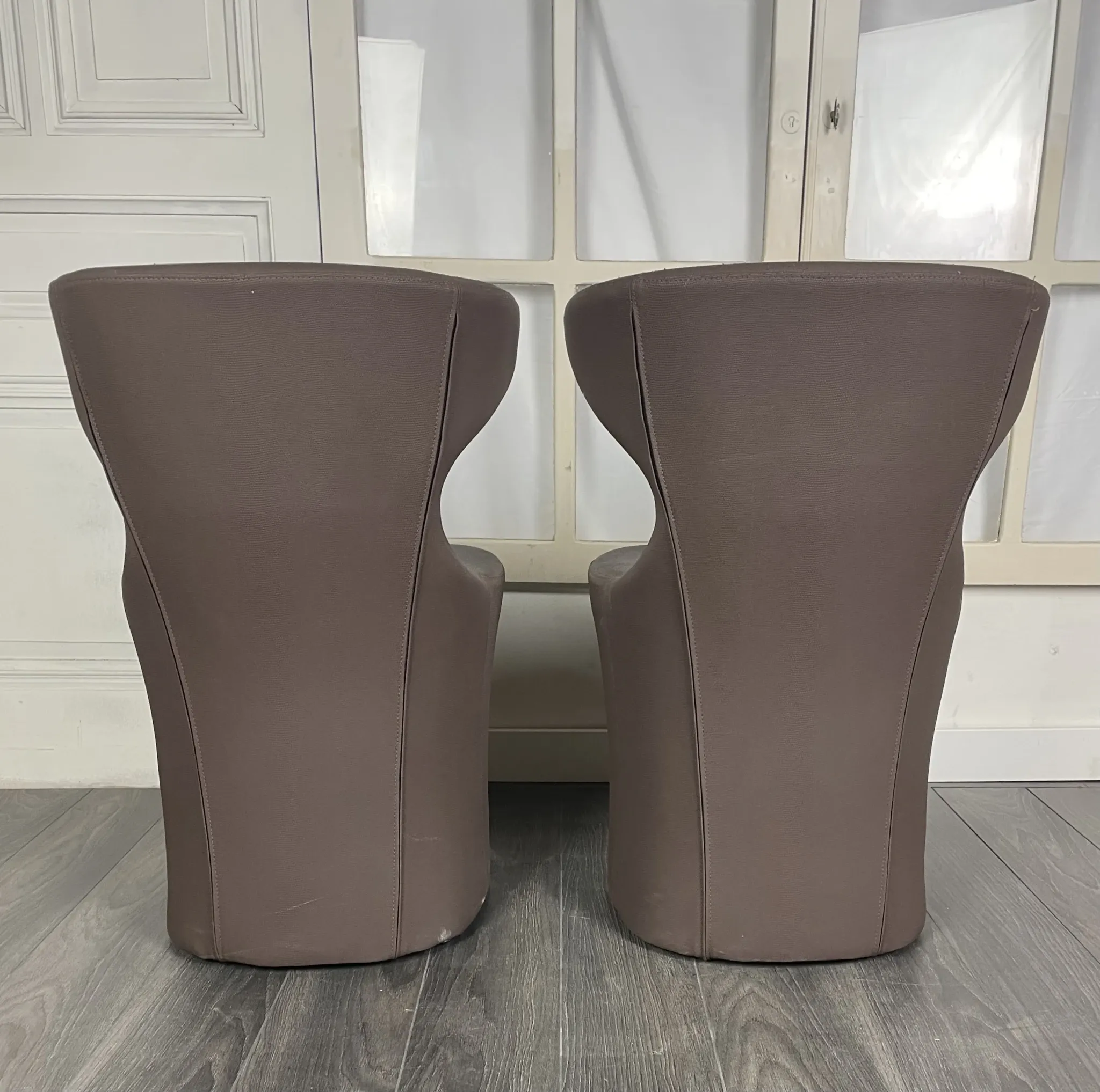 Pair of faux leather armchairs from the 1980s