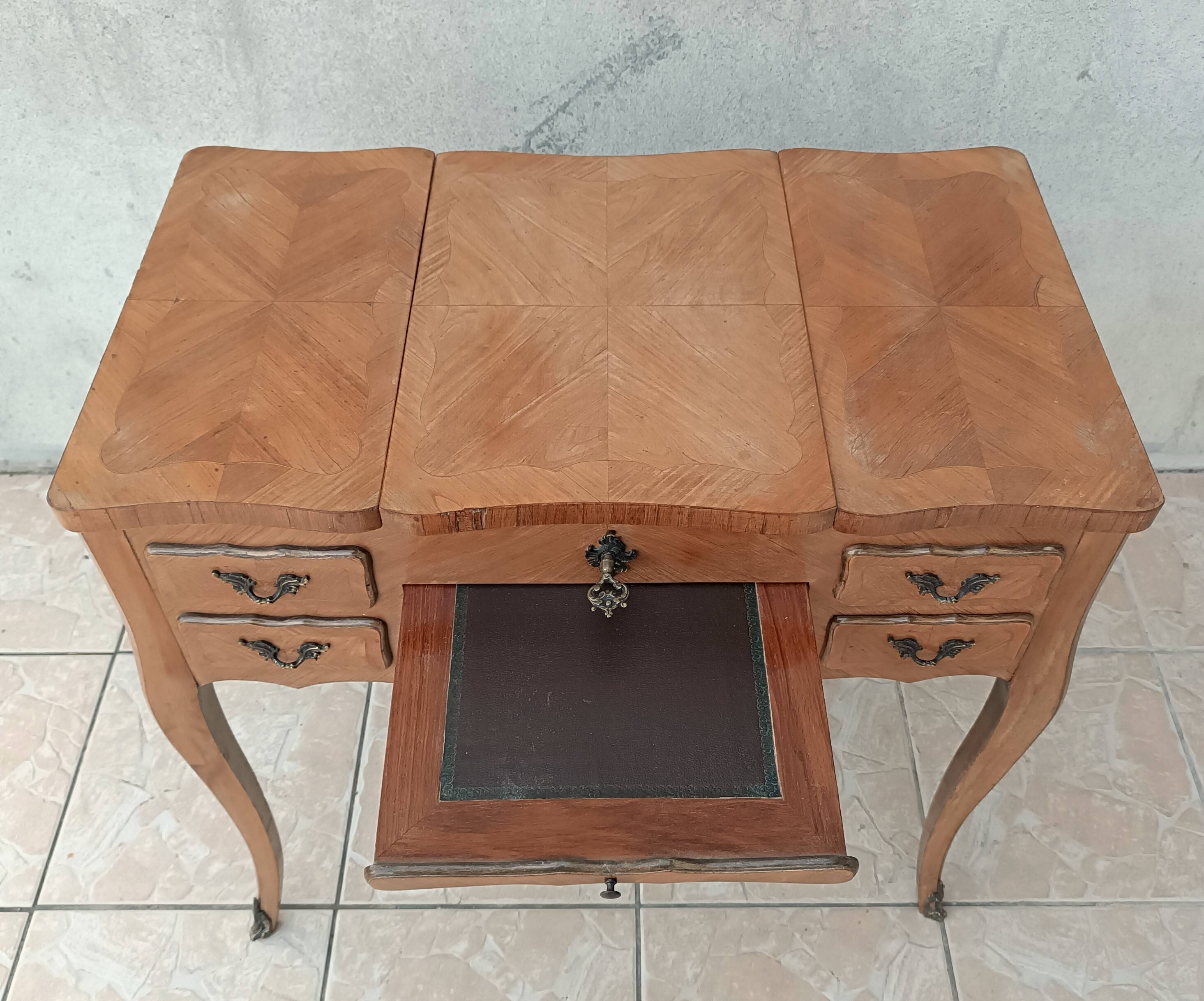 Louis XV style walnut veneer sewing table