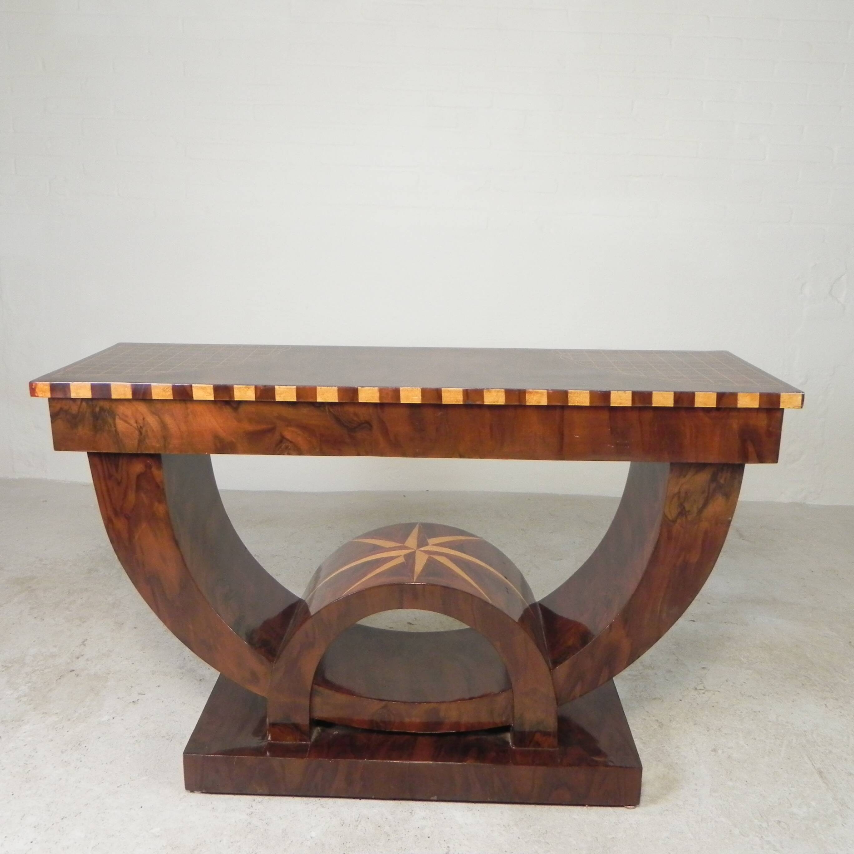 Art Deco style console table in wood marquetry