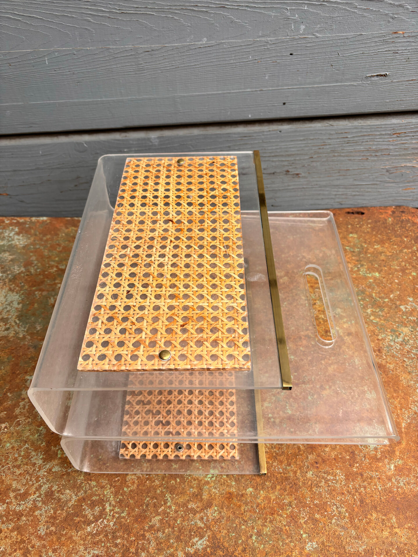 Vintage 70s magazine rack in plexiglass. Home Dior
