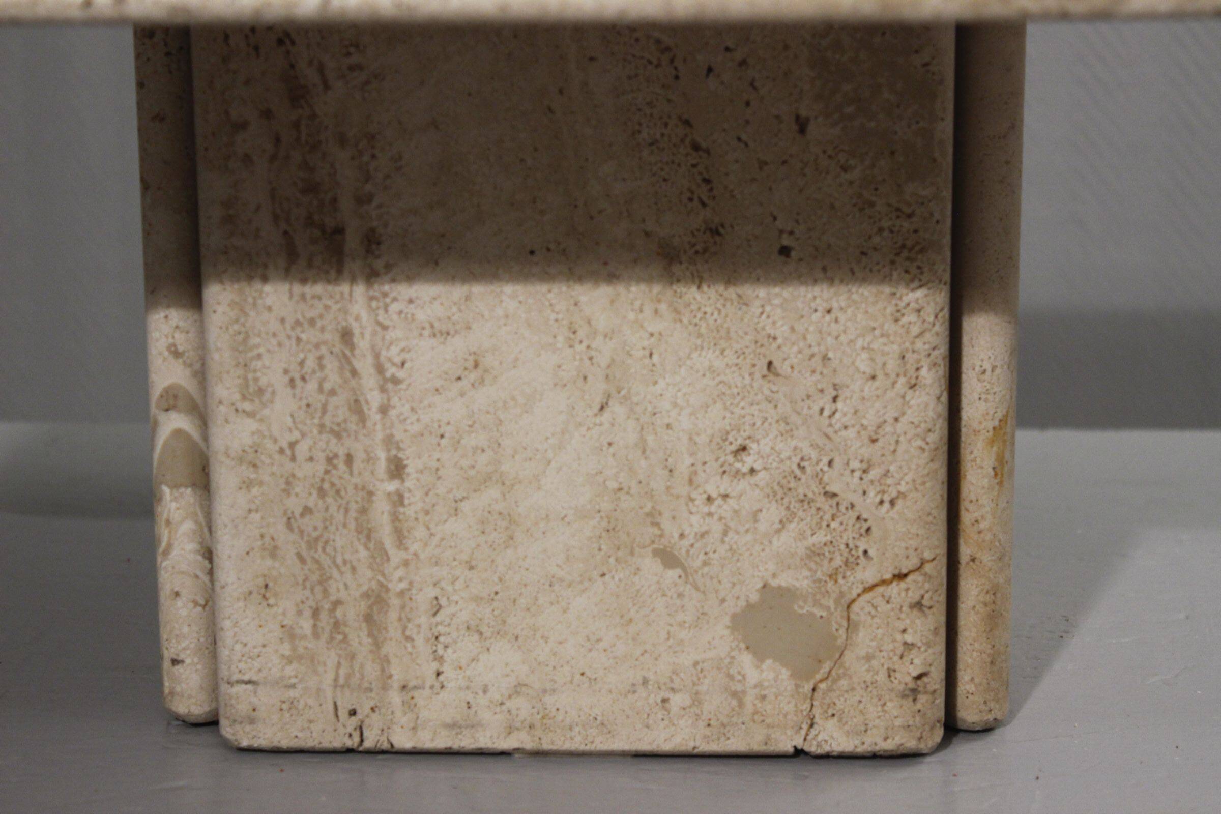 Low design side table in travertine, 1970s