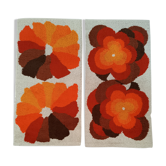 Set of 2 vintage 1970s carpets multicolored
