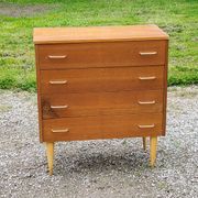 Vintage chest of drawers from the 50s in blond oak 4 drawers conical legs