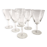 Serie de 6 verres à vin ciselés