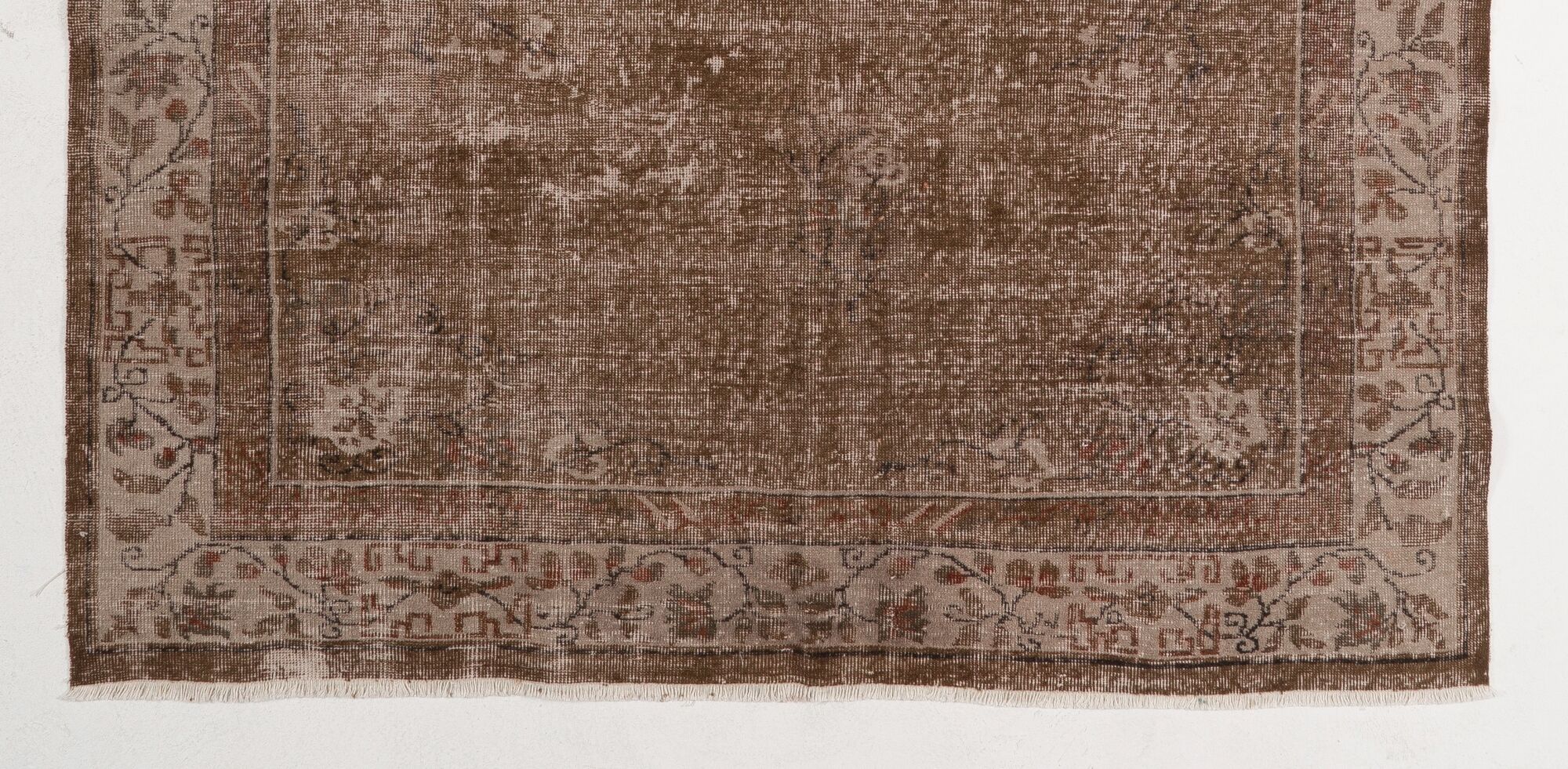 Mid-century handmade turkish area rug in brown and beige color 199x300 cm