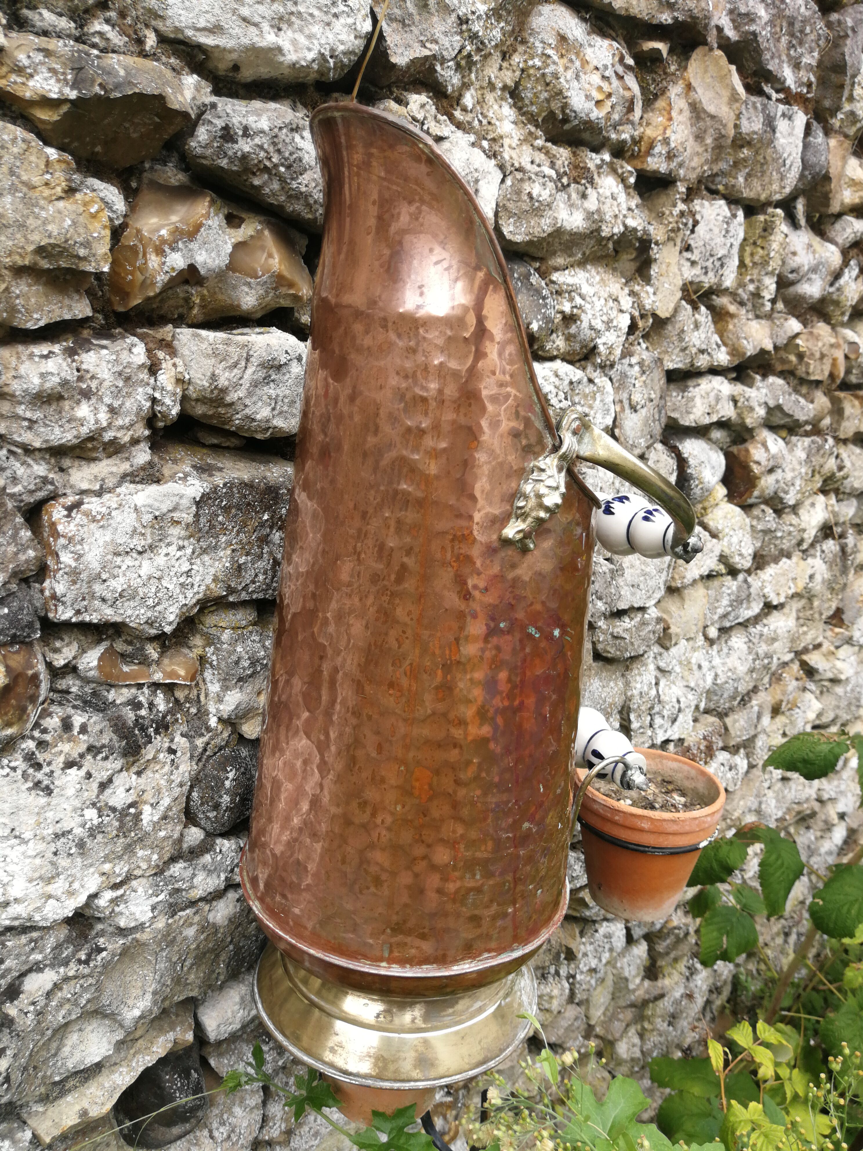 Copper and brass bucket