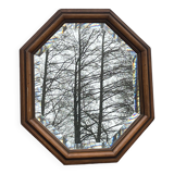 Rustic beveled mirror in molded natural wood 64 x 56 cm