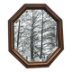 Rustic beveled mirror in molded natural wood 64 x 56 cm