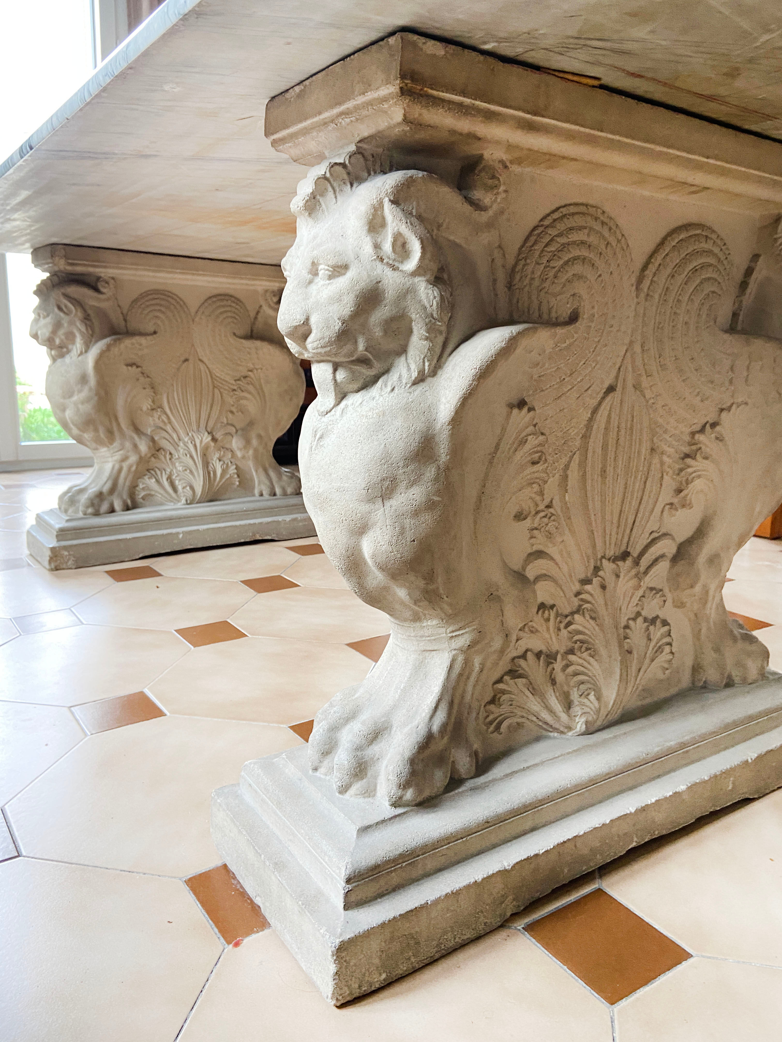 Jean-Charles Moreux style marble and stone table