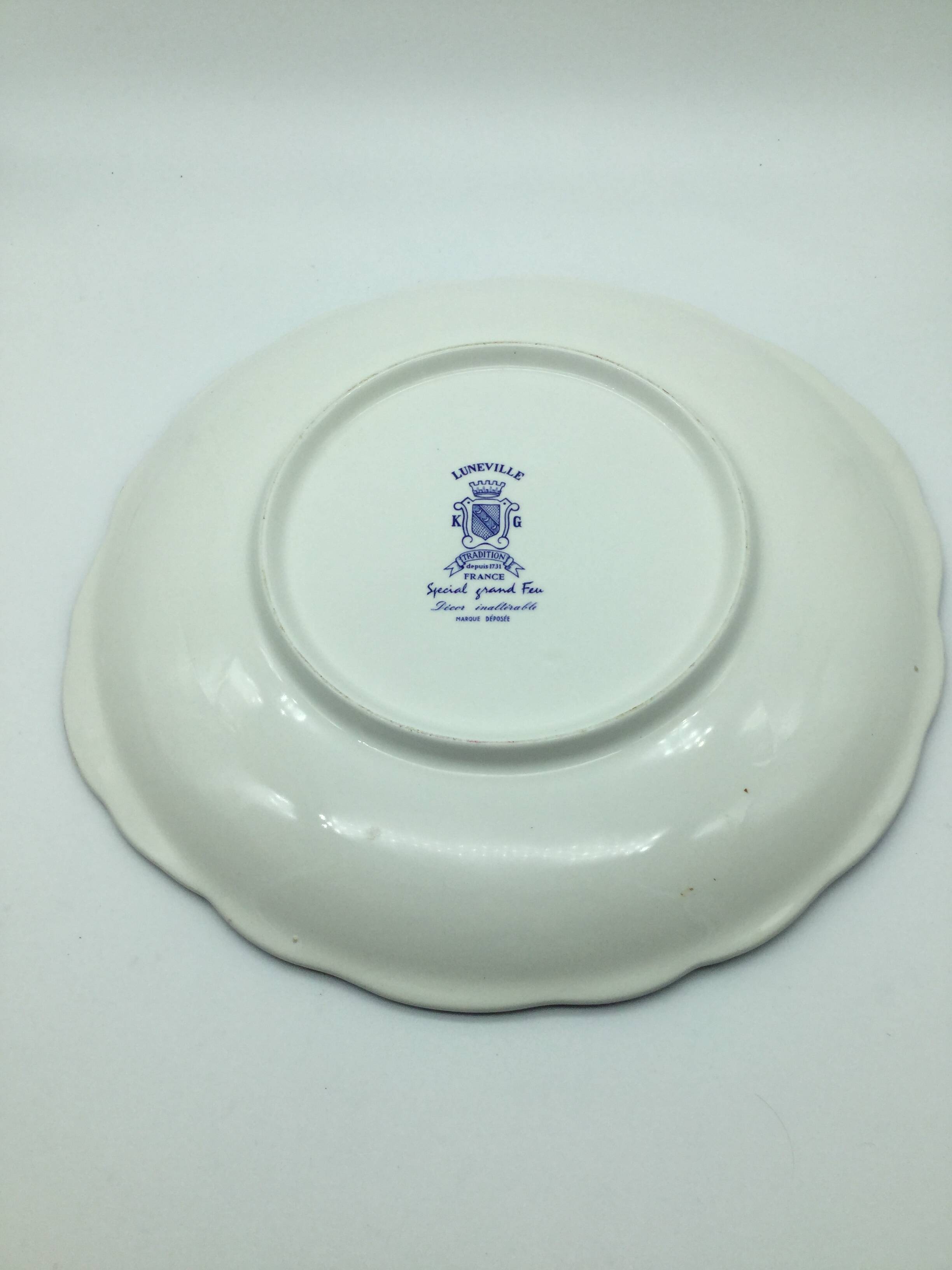 Large blue fire plate 28 cm, Lunéville tradition