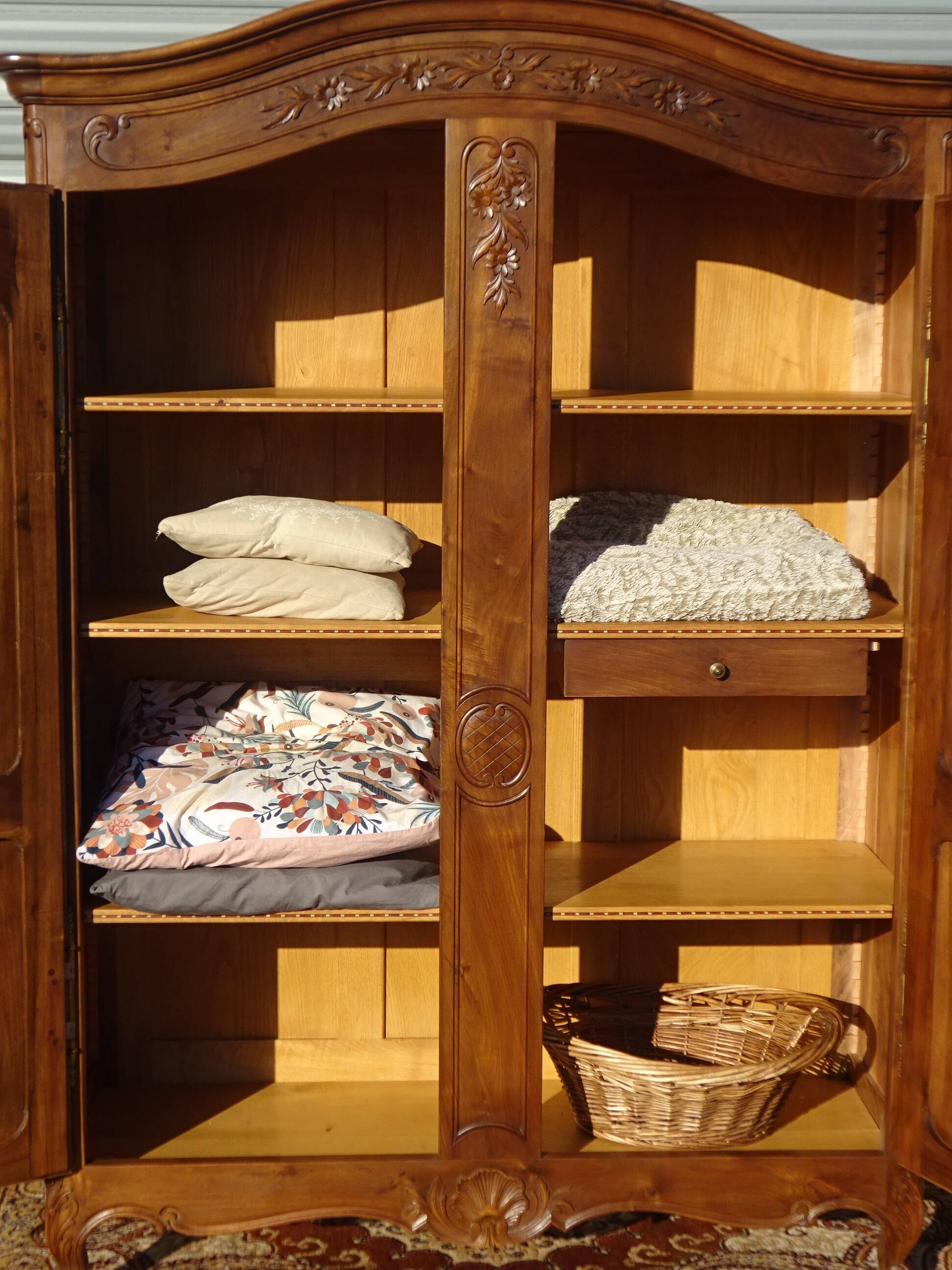 solid walnut wardrobe in Louis XV style