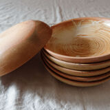 Lot 6 assiettes creuses grès artisanal vintage