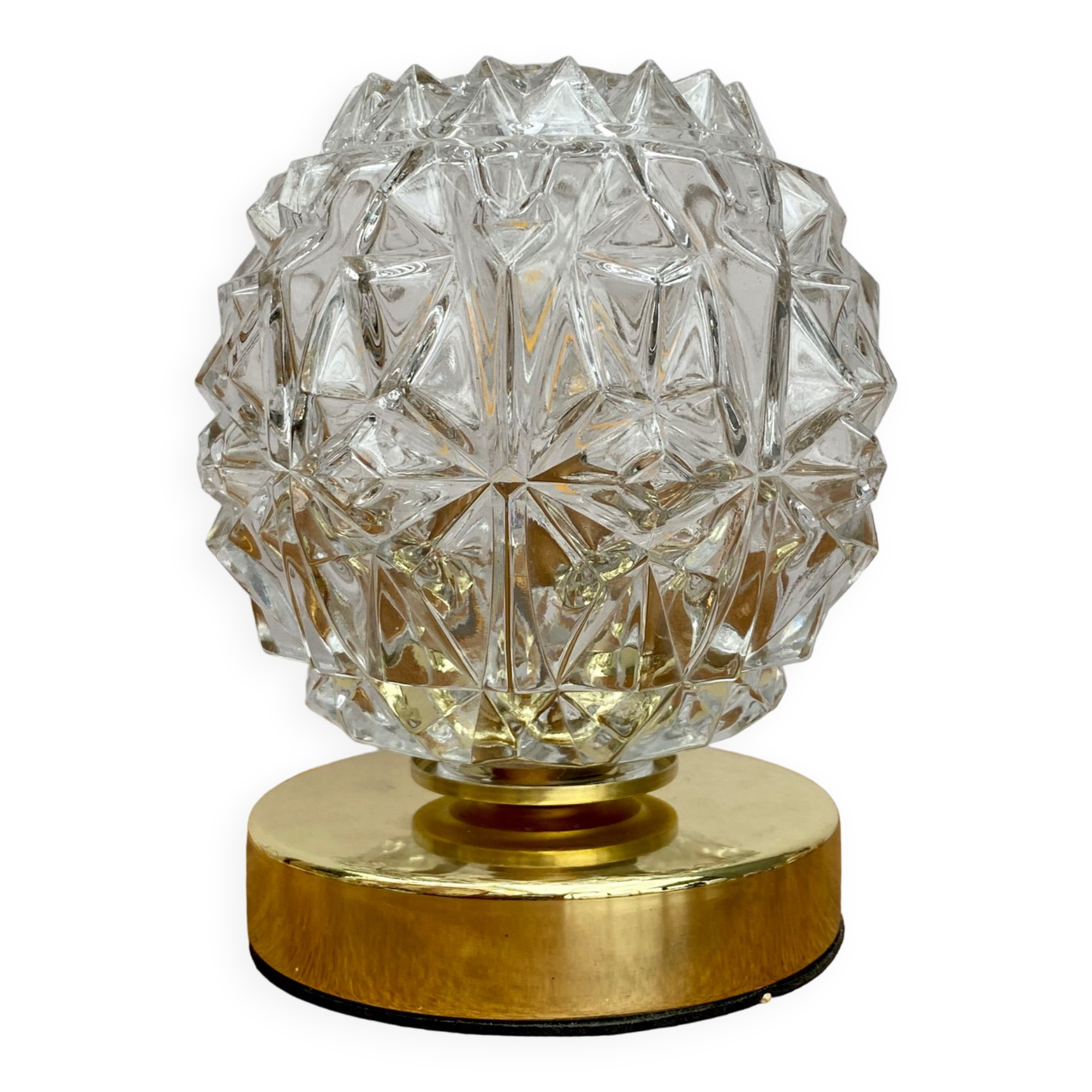 Vintage globe table lamp in molded glass