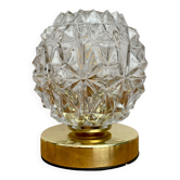 Vintage globe table lamp in molded glass