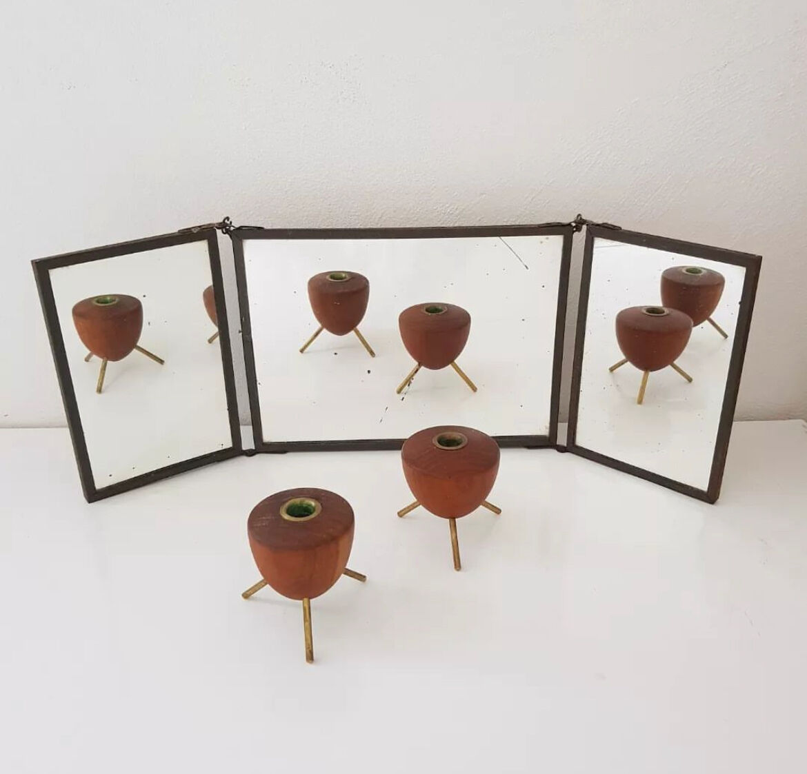 Barber mirror triptych 1900 43x15cm