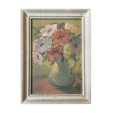 Tableau peinture ancienne nature morte aux fleurs Still Life XXe