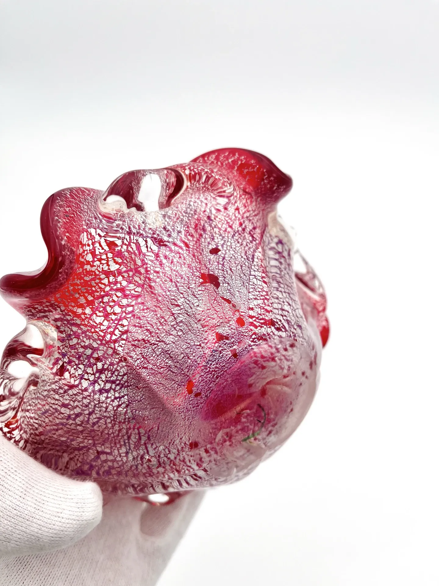 Barovier Toso Murano 1950 Ruby Red Pocket Bowl