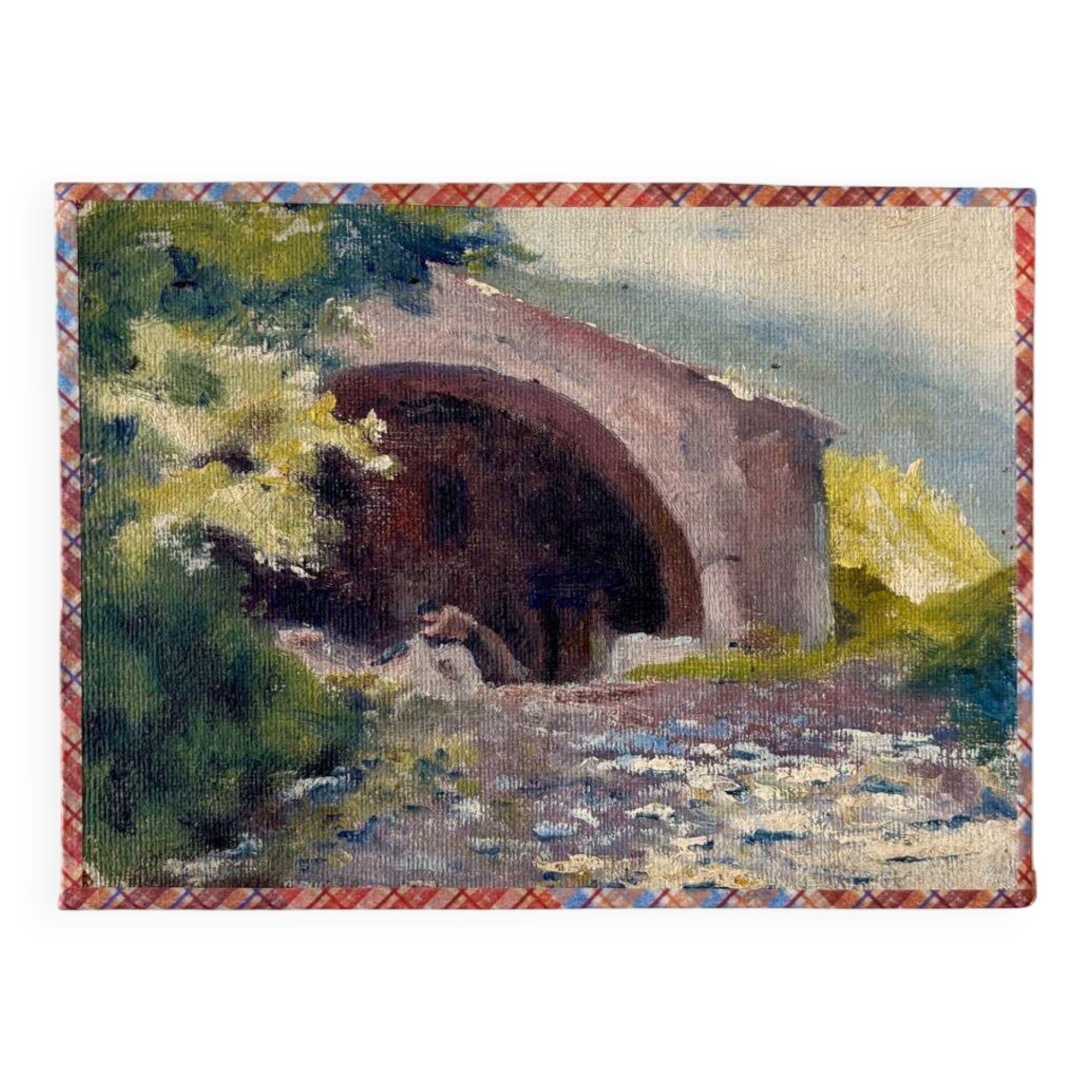 Peinture à l'huile sur toile "Maison et forêt" n°12