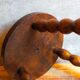 Tripod stool solid wood turned vintage