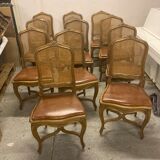 Chaises cannées en hêtre style Louis XV