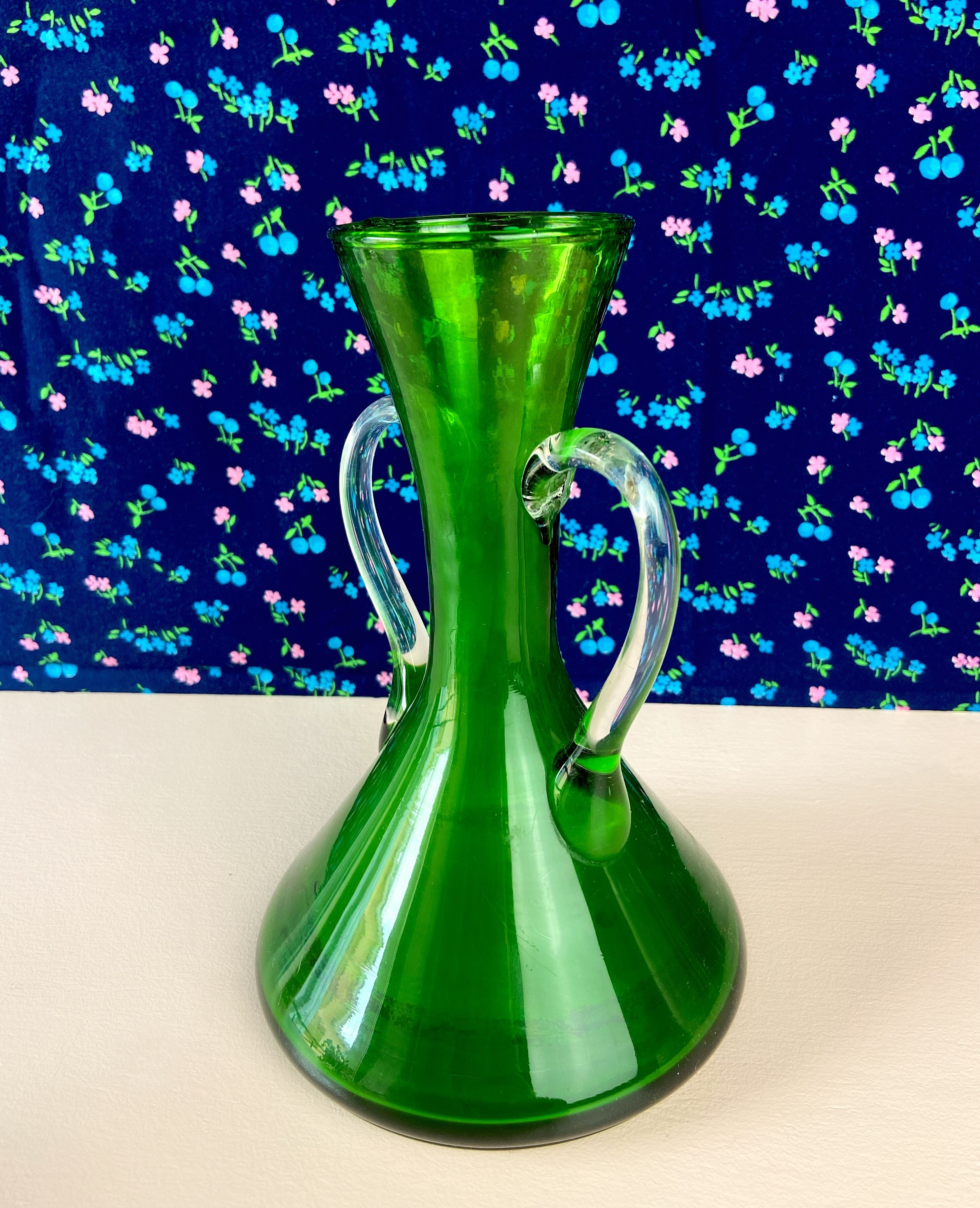 Green glass vase from the 50s