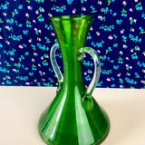 Vase en verre coloris vert année 50