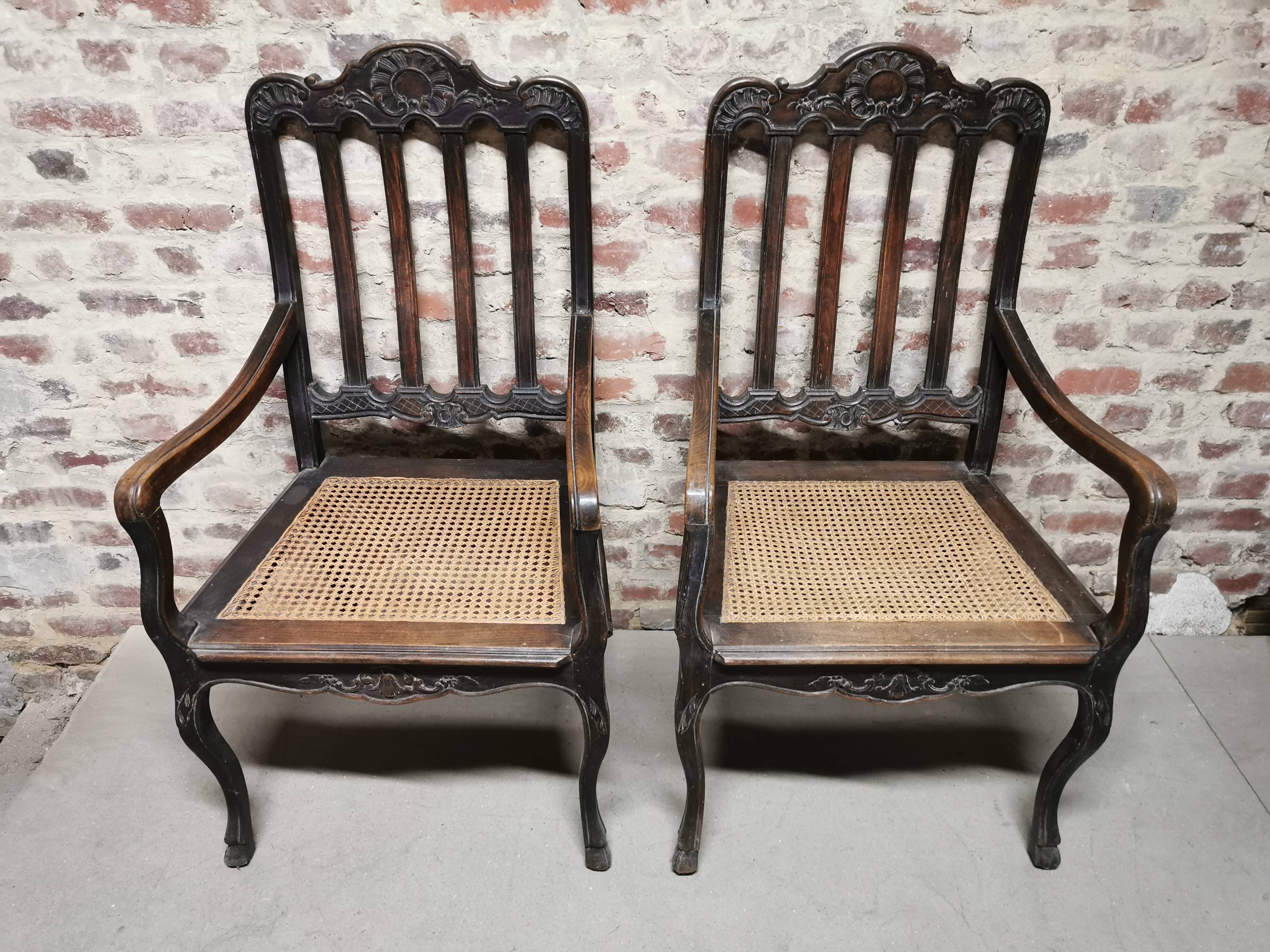 Paire de Fauteuils Cannés anciens , Style Louis XV / régence