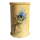 Vintage 1960s Vallauris Yellow Ceramic Vase, Blue Peacock Feather Decor