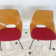 Paire de chaises tonneau par Pierre Guariche pour Steiner, années 50.