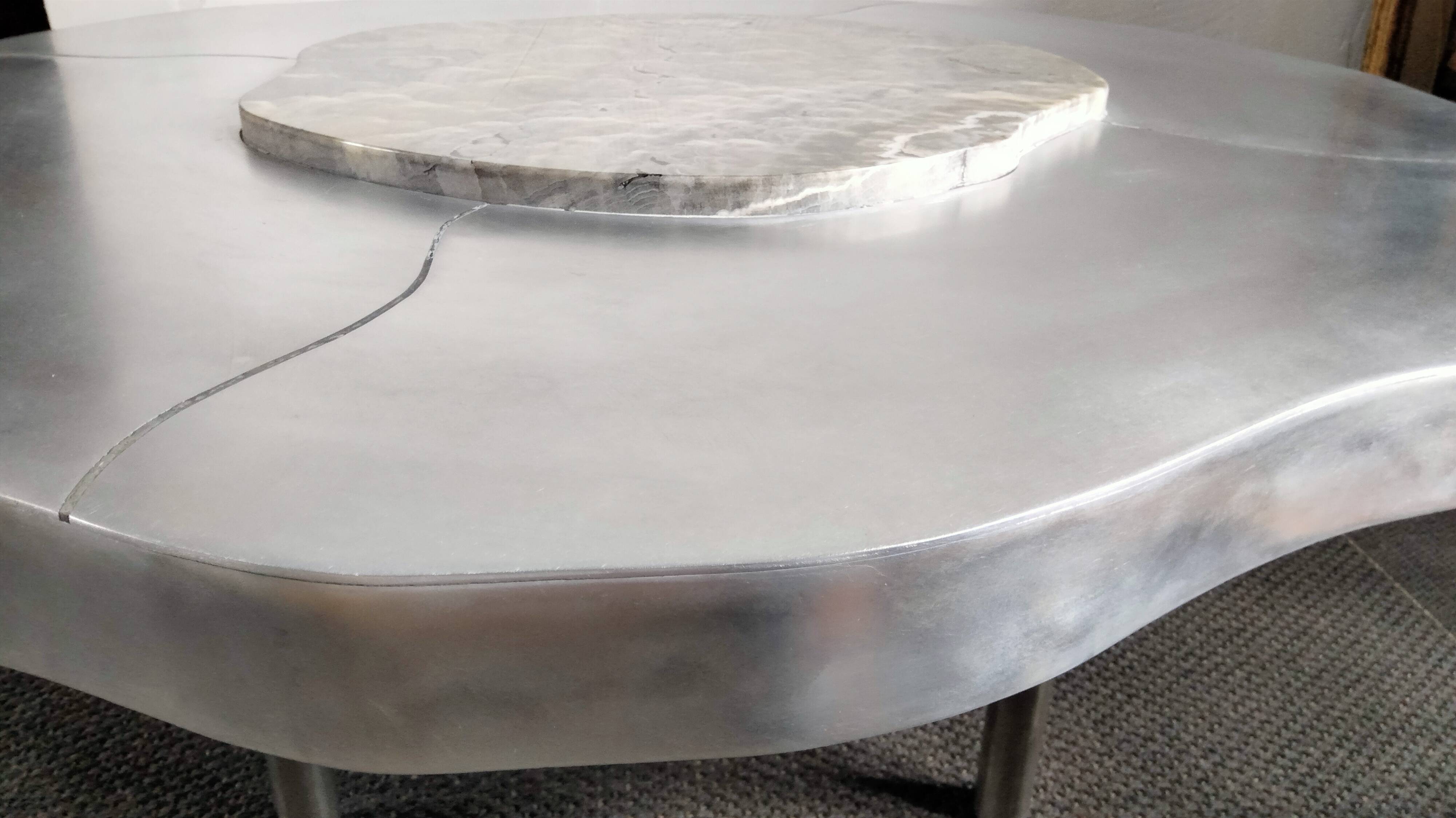 Onyx and aluminum coffee table