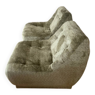 Pair of Armchairs, Space Age green velvet