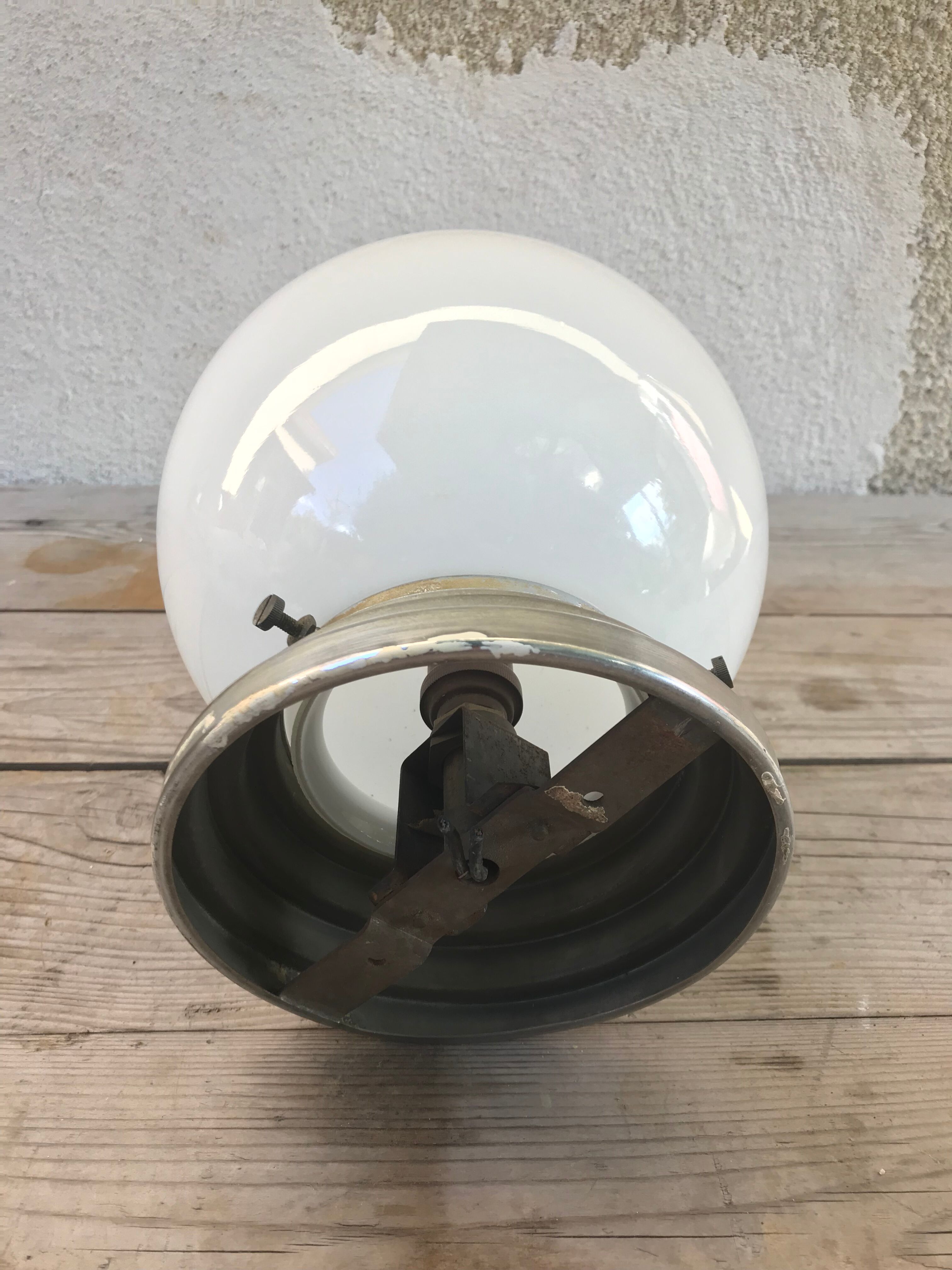 White opaline glass ball ceiling light